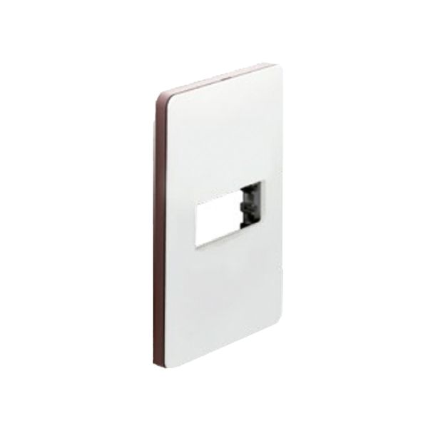 Placa de 1 módulo blanco, con chasis chocolate. N1371-BL-CT Estevez