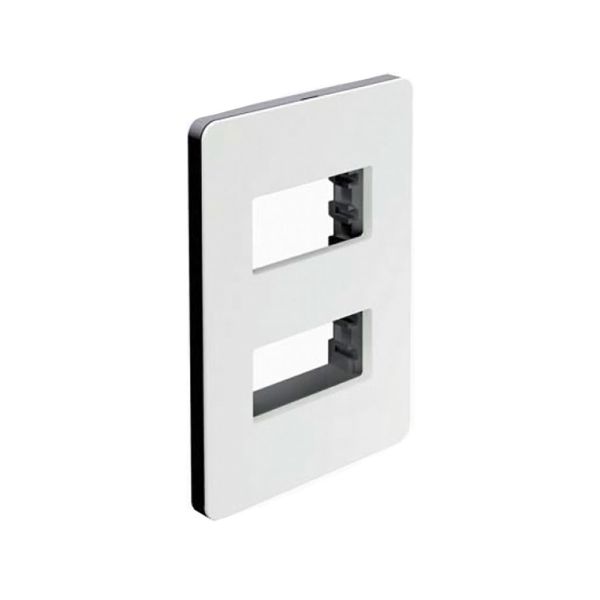 Placa de 2 módulos blanca, con chasis negro. N1372-BN Estevez