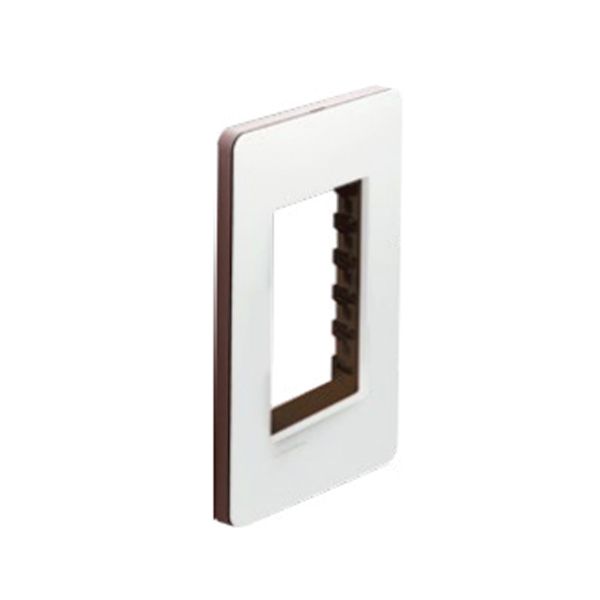 Placa de 3 módulos blanco, con chasis chocolate. N1373-BL-CT Estevez