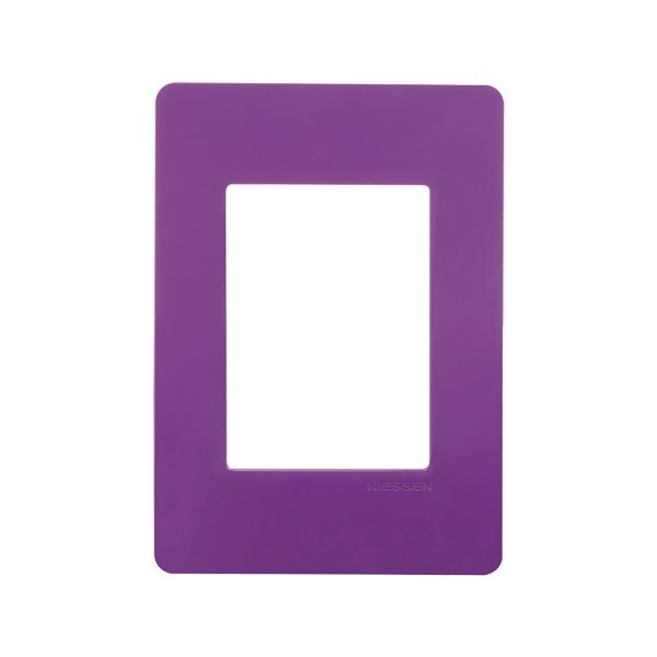 Placa de 3 módulos lila, con chasis blanco. N1373-LL Estevez