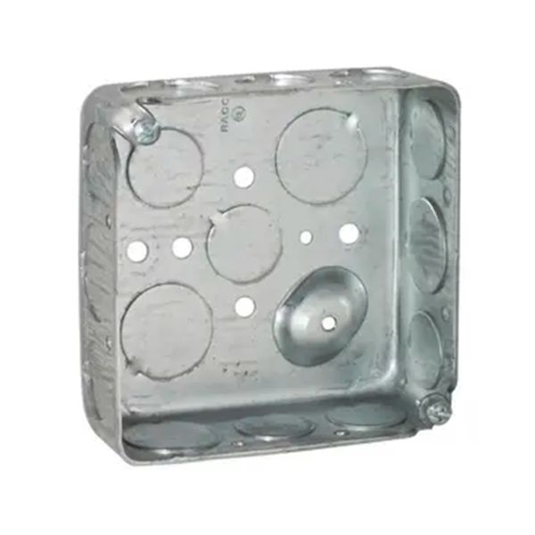 Caja cuadrada 4 x 4", profundidad 1- 1/2", 11 entradas de 1/2" y 6 de 3/4". 192 Hubbell