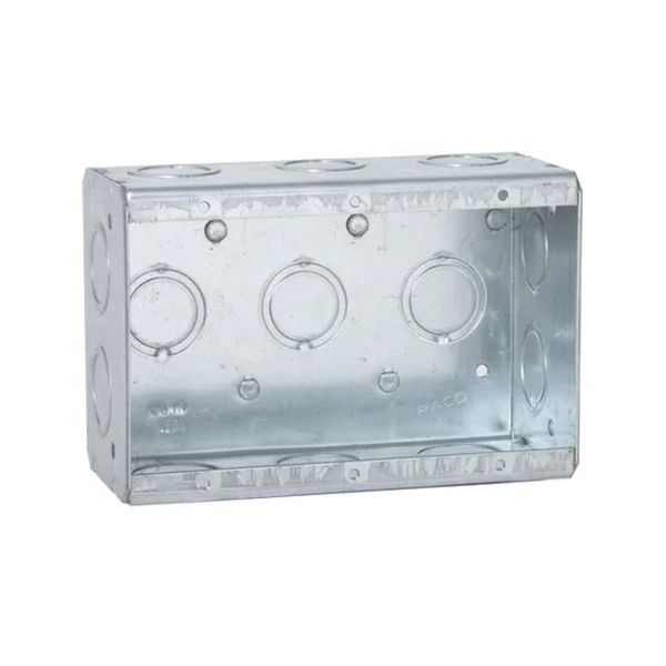 Caja de mampostería de 3 unidades, 2-1/2" de profundidad, gris. 692 Hubbell