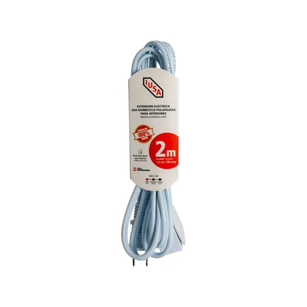 Extensión doméstica blanca, 2 x 16 AWG, 2 m. 269335 Iusa