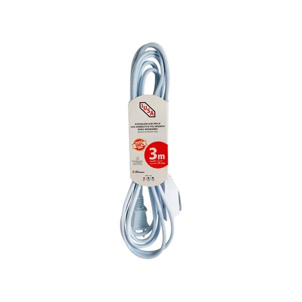 Extensión doméstica blanca, 2 x 16 AWG, 3 m. 269336 Iusa