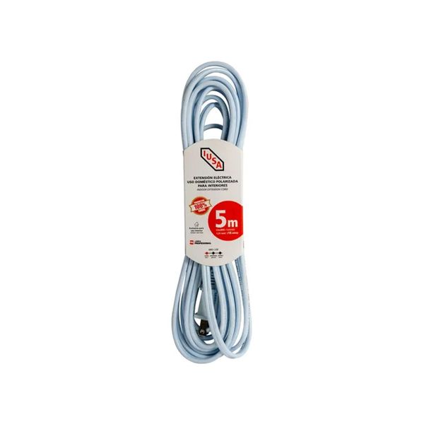 Extensión doméstica blanca, 2 x 16 AWG, 5 m. 269338 Iusa