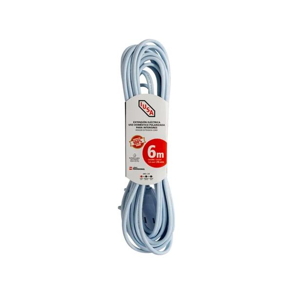 Extensión doméstica blanca, 2 x 16 AWG, 6 m. 269339 Iusa