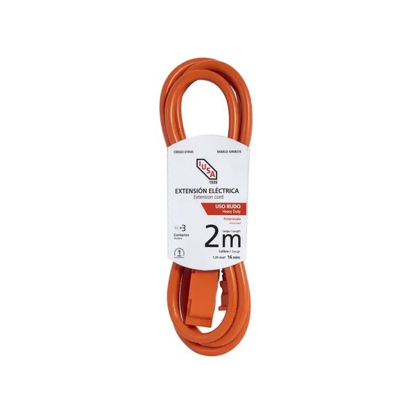 Extensión de uso rudo naranja, 2 x 16 AWG, 2 m. 269342 Iusa