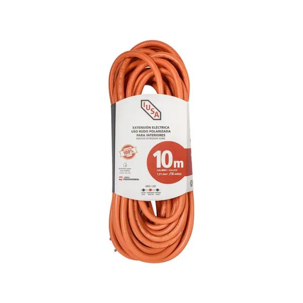 Extensión de uso rudo naranja, 2 x 16 AWG, 10 m. 269348 Iusa