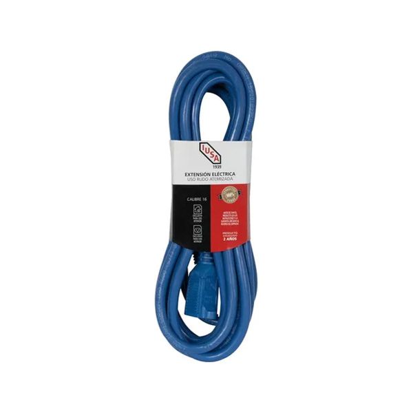 Extensión de uso rudo azul, 3 x 16 AWG, 15 m. 269356 Iusa