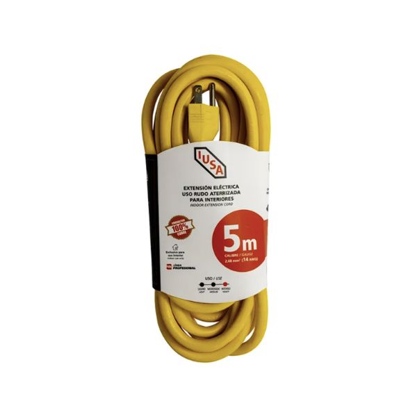Extensión de uso rudo amarilla, 3 x 14 AWG, 5 m. 269359 Iusa
