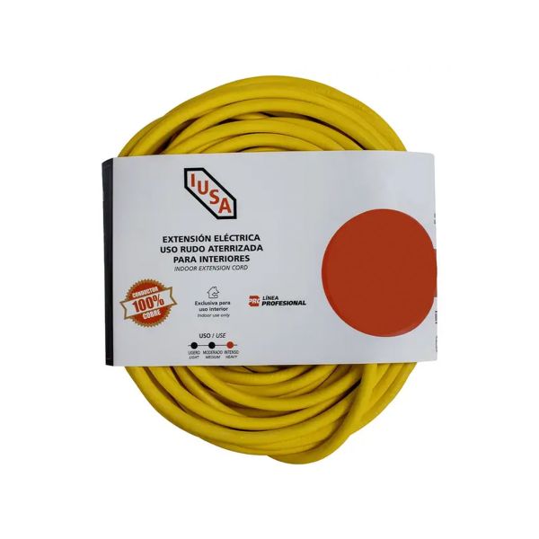 Extensión de uso rudo amarilla, 3 x 14 AWG, 30 m. 269363 Iusa