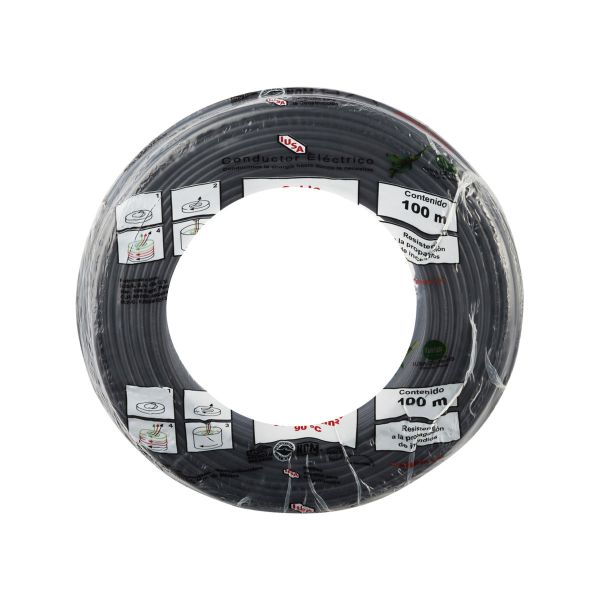 Alambre THW calibre 12, negro, 100 mts. ATHW-12N IUSA