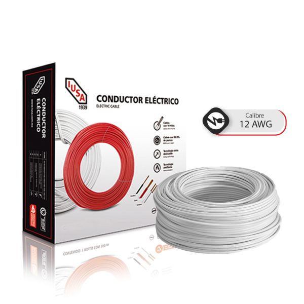 Caja 100 Mts Cable Iusa Blanco Thw Cal 12 Awg 100%cobre