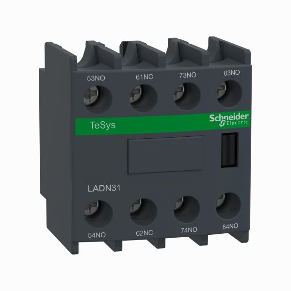 Bloque de contactos auxiliares, 3 NA y 1 NC, para contactores LC1D09 a LC1D150. LADN31 Schneider Electric