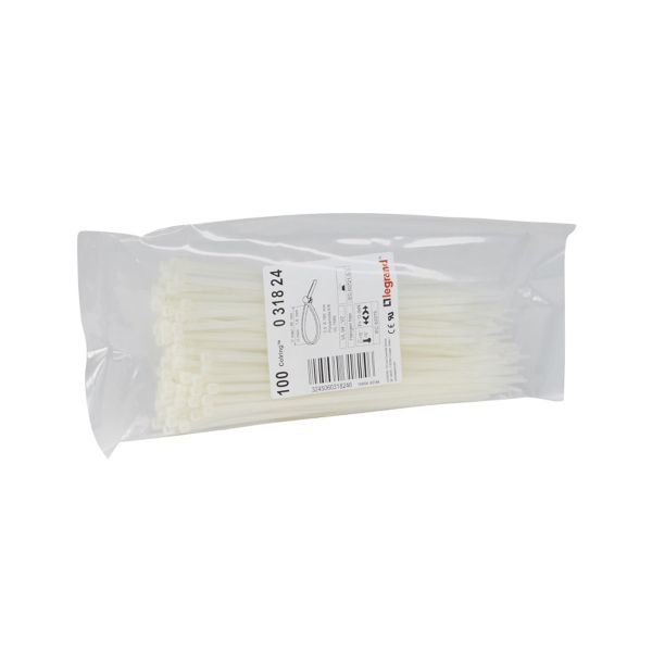Cincho transparente, 3.5 x 180 mm, bolsa de 100 unidades. 031823 Legrand