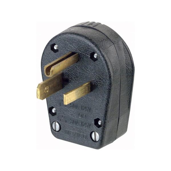 Clavija comercial, 2 polos, con conexión a tierra, negro. 00930-00E Leviton