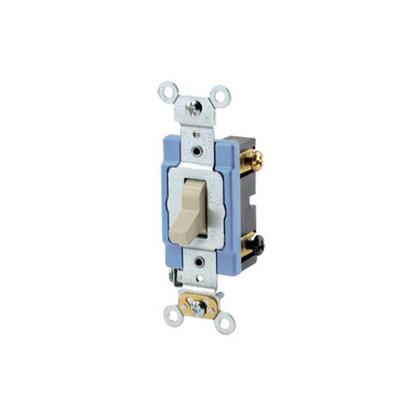 Interruptor de palanca, 3 vías, 15 A, con puesta a tierra automática, marfil. 01203-02I Leviton