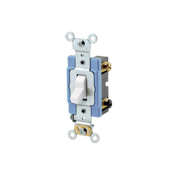 Interruptor de palanca, 3 vías, 15 A, con puesta a tierra automática, blanco. 01203-02W Leviton
