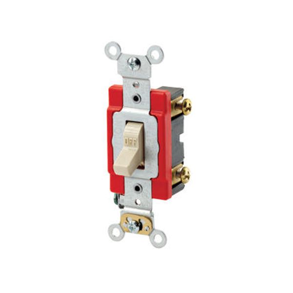 Interruptor de palanca unipolar, 20 A, con puesta a tierra automática, marfil. 01221-02I Leviton