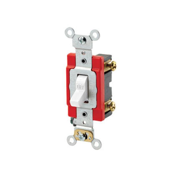 Interruptor de palanca unipolar, 20 A, con puesta a tierra automática, blanco. 01221-02W Leviton