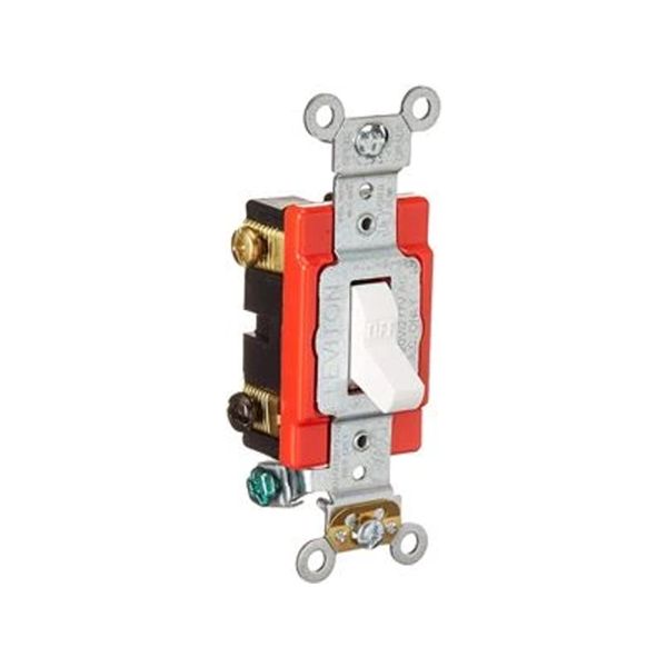 Interruptor de palanca, 3 vías, 20 A, con puesta a tierra automática, blanco. 01223-02W Leviton