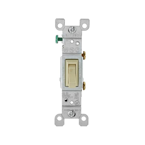 Interruptor de palanca unipolar, 15 A, con conexión a tierra, marfil. 01451-02I Leviton