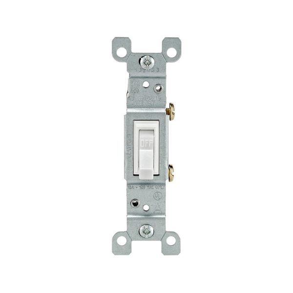 Interruptor de palanca unipolar, 15 A, sin conexión a tierra, blanco. 01451-WCP Leviton