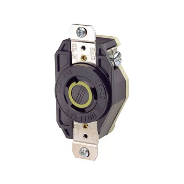 Receptáculo media vuelta, con conexión a tierra, 20 A, 125 V, negro. 02310-000 Leviton