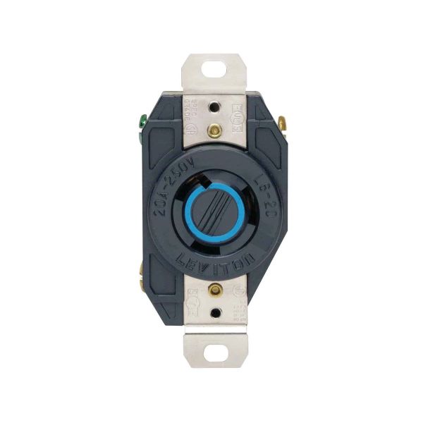 Receptáculo media vuelta, con conexión a tierra, 20 A, 250 V, negro. 02320-000 Leviton