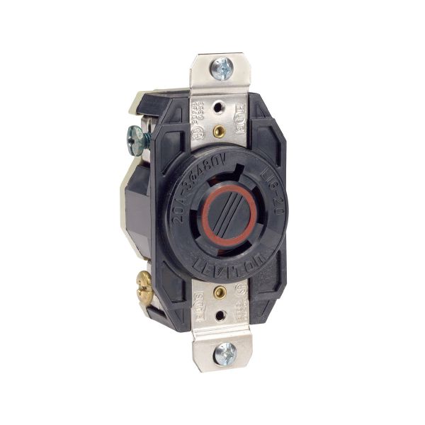 Receptáculo media vuelta, con conexión a tierra, 20 A, 480 V, negro. 02430-000 Leviton