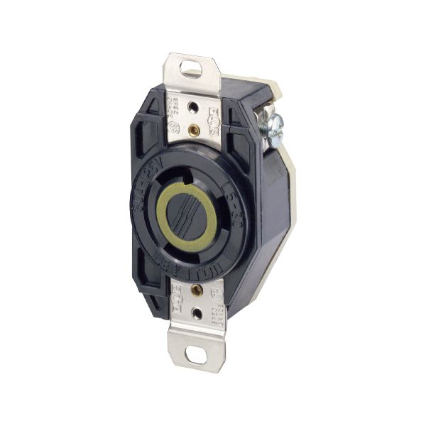 Receptáculo media vuelta, con conexión a tierra, 30 A, 125 V, negro. 02610-000 Leviton