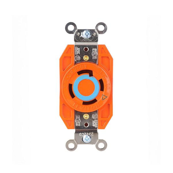 Receptáculo media vuelta con seguro, 30 A, puesta a tierra aislada, naranja. 02720-0IG Leviton