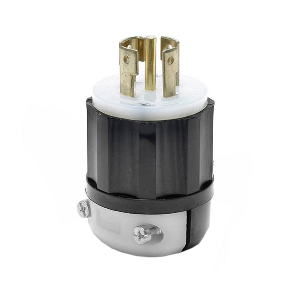 Clavija media vuelta con conexión a tierra, 30 A, negro/blanco. 02811-000 Leviton