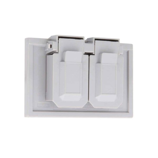 Placa termoplástica dúplex, resistente a la intemperie, con cierre automático, gris. 04976-0GY Leviton