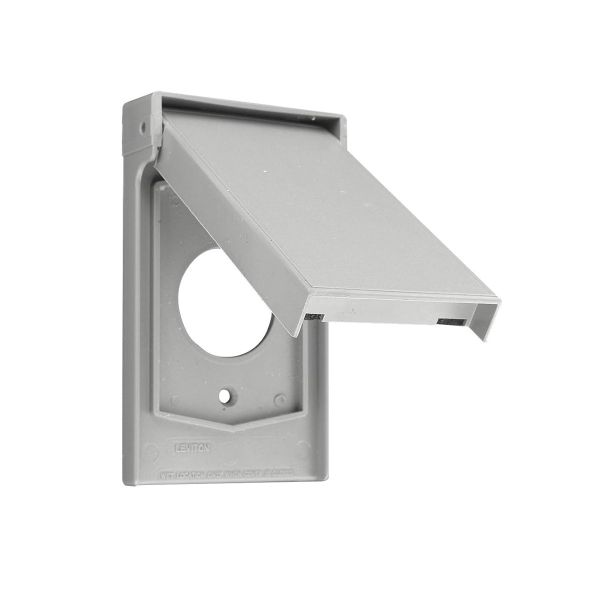 Placa termoplástica resistente a la intemperie, con seguro de 1-gang de 4.5 cm, gris. 04980-0GY Leviton