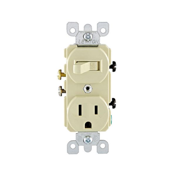Interruptor de combinación de CA unipolar, con conexión a tierra, 15 A, marfil. 05225-00I Leviton