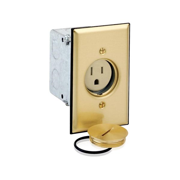 Ensamble de receptáculo a prueba de manipulaciones, 15 A, marfil. 05249-TFB Leviton