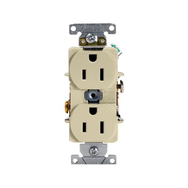 Receptáculo dúplex con puesta a tierra automática, 15 A, marfil. 05262-0SI Leviton