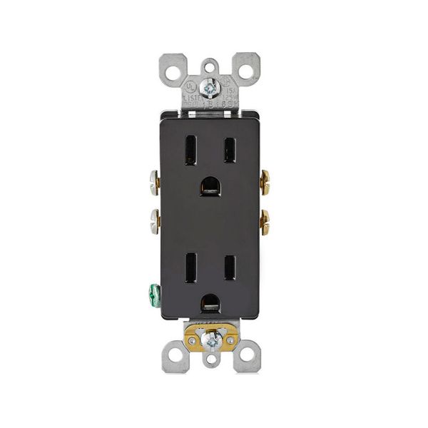 Receptáculo dúplex con puesta a tierra automática, 15 A, negro. 05325-0SE Leviton