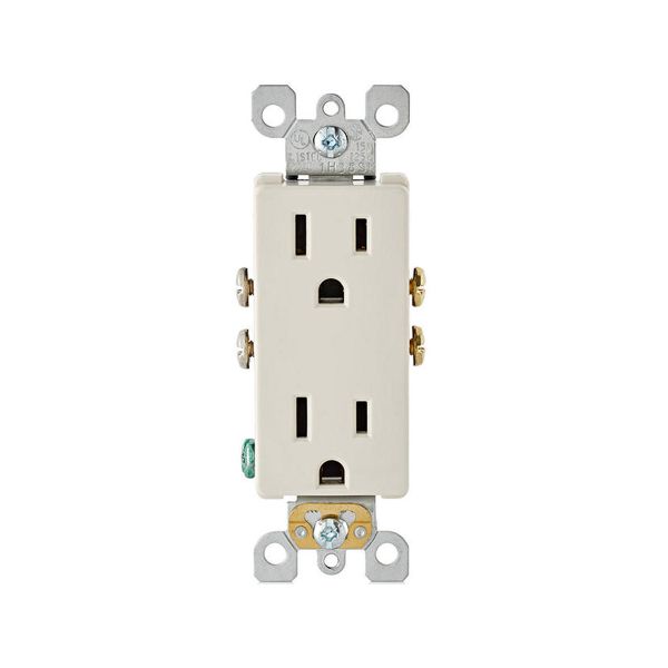 Receptáculo dúplex con puesta a tierra automática, 15 A, almendra claro. 05325-0ST Leviton