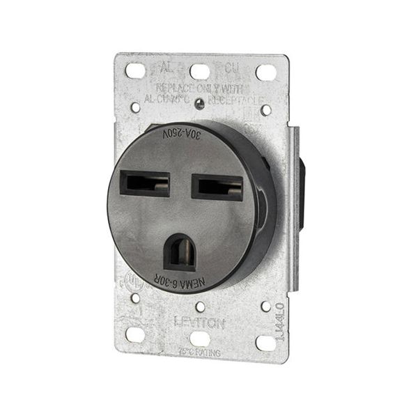 Receptáculo de hoja recta, con conexión a tierra, 30 A, negro. 05372-S00 Leviton