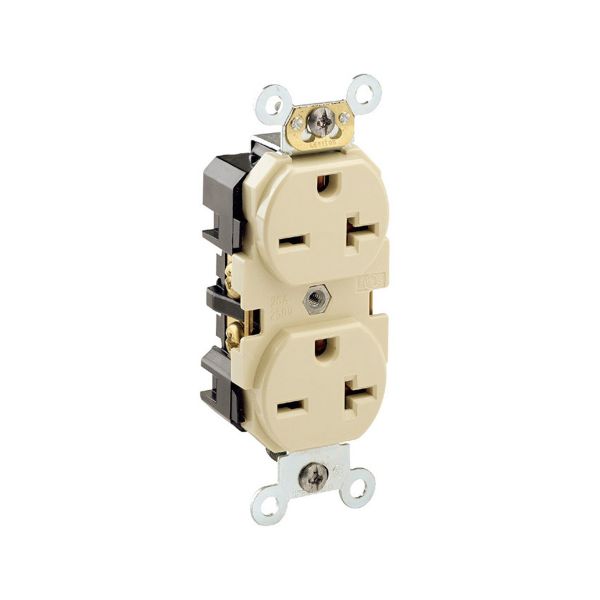 Receptáculo dúplex con puesta a tierra automática, 20 A, marfil. 05462-00I Leviton