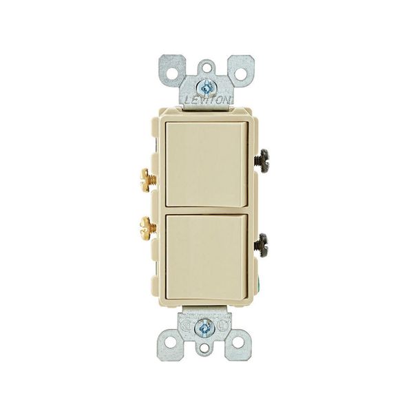 Interruptor doble unipolar, con conexión a tierra, 15 A, marfil. 05634-00I Leviton