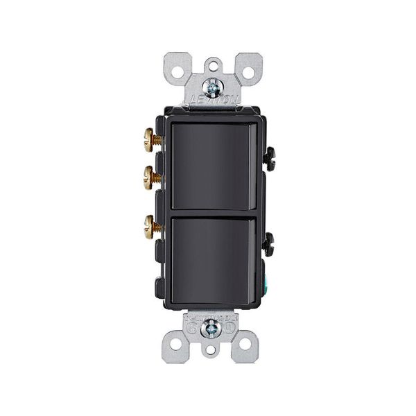 Interruptor unipolar de 3 vías, con conexión a tierra, 15 A, negro. 05641-00E Leviton