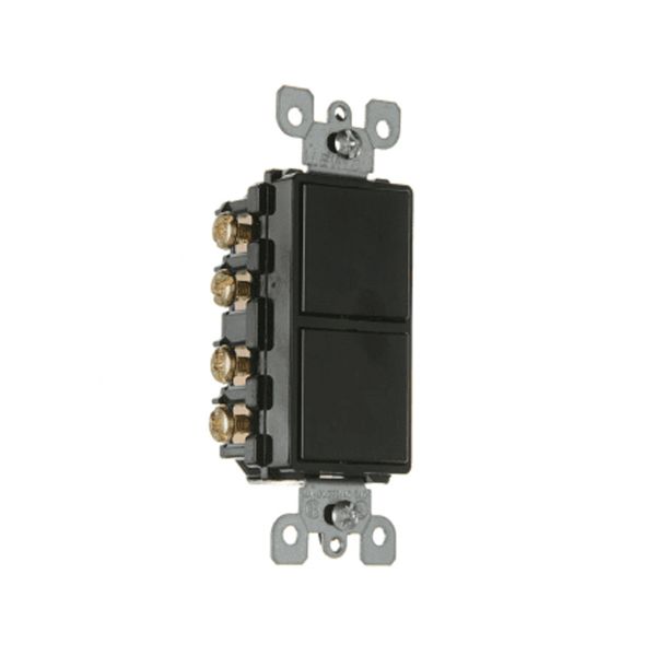 Interruptor doble de 3 vías, con conexión a tierra, 15 A, negro. 05643-00E Leviton