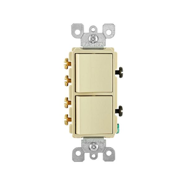 Interruptor doble de 3 vías, con conexión a tierra, 15 A, marfil. 05643-00I Leviton