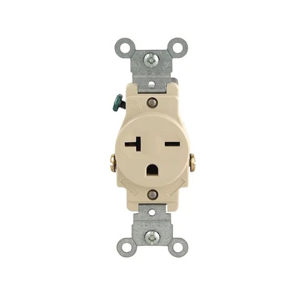 Receptáculo sencillo, 20 A, 2 polos, marfil. 05821-00I Leviton