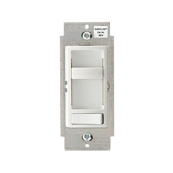 Interruptor regulador para bombillas LED, halógenas e incandescentes atenuables, blanco. 06674-10W Leviton
