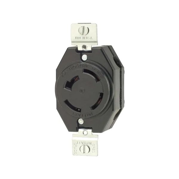 Receptáculo media vuelta con seguro, 20 A, sin conexión a tierra. 07410-00B Leviton