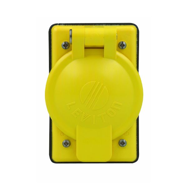 Placa resistente a la intemperie termoplástica para contacto sencillo de 40 mm, amarillo. 07420-0CR Leviton